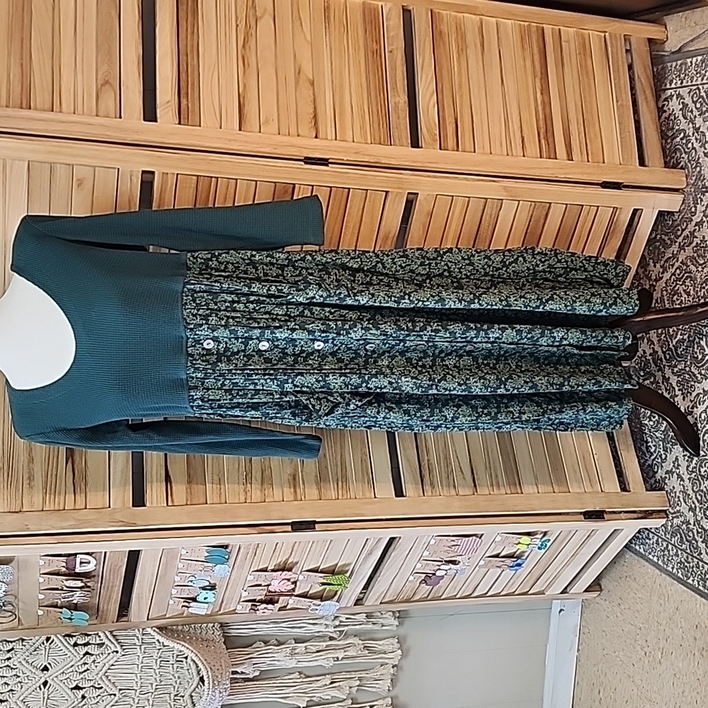 Vintage 90's Grunge Green Floral Teacher Dress Sz 12